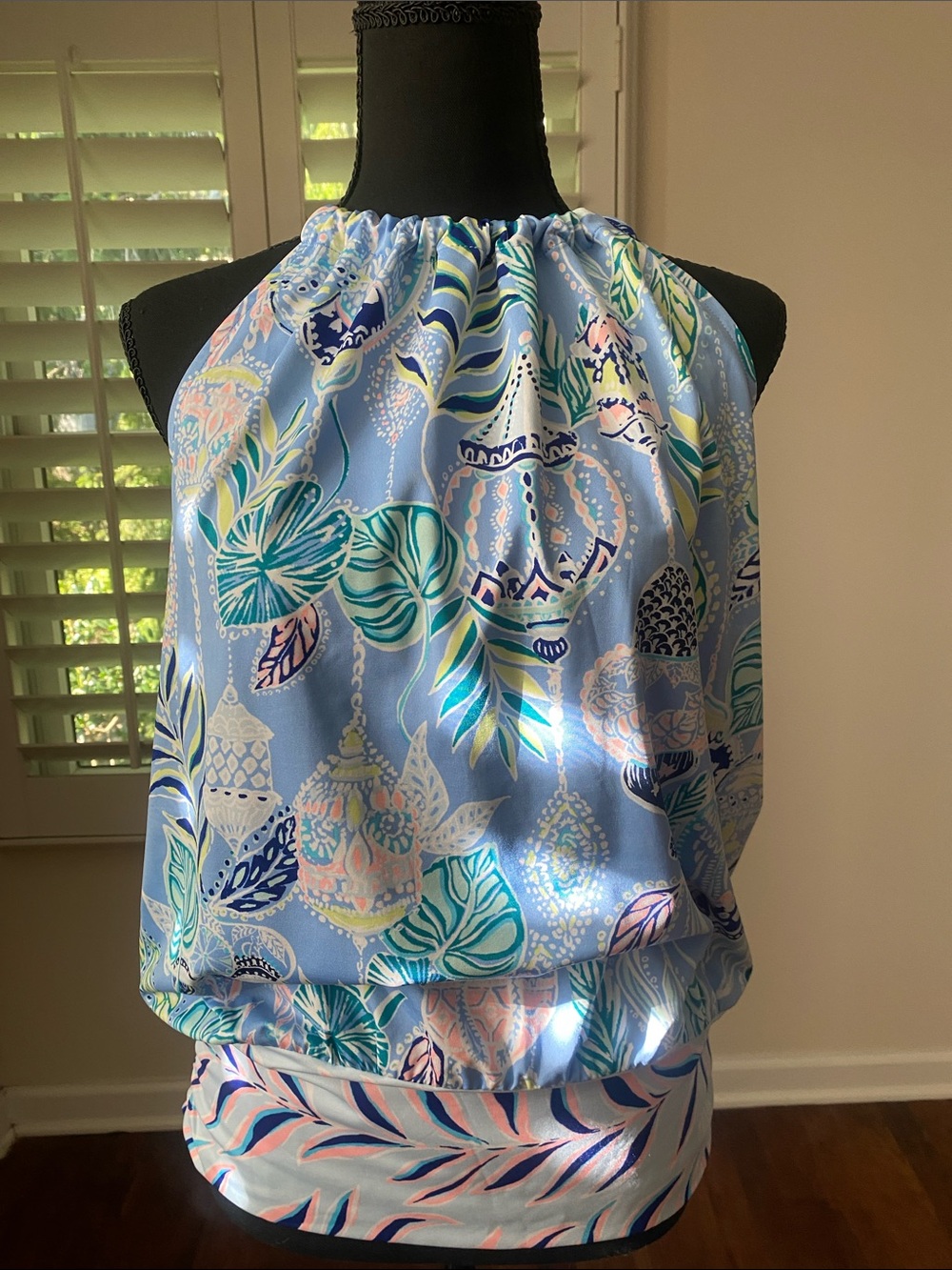Lilly Pulitzer Blue Tropical Halter Camisole